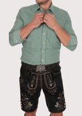 Green checkered cotton button shirt for men