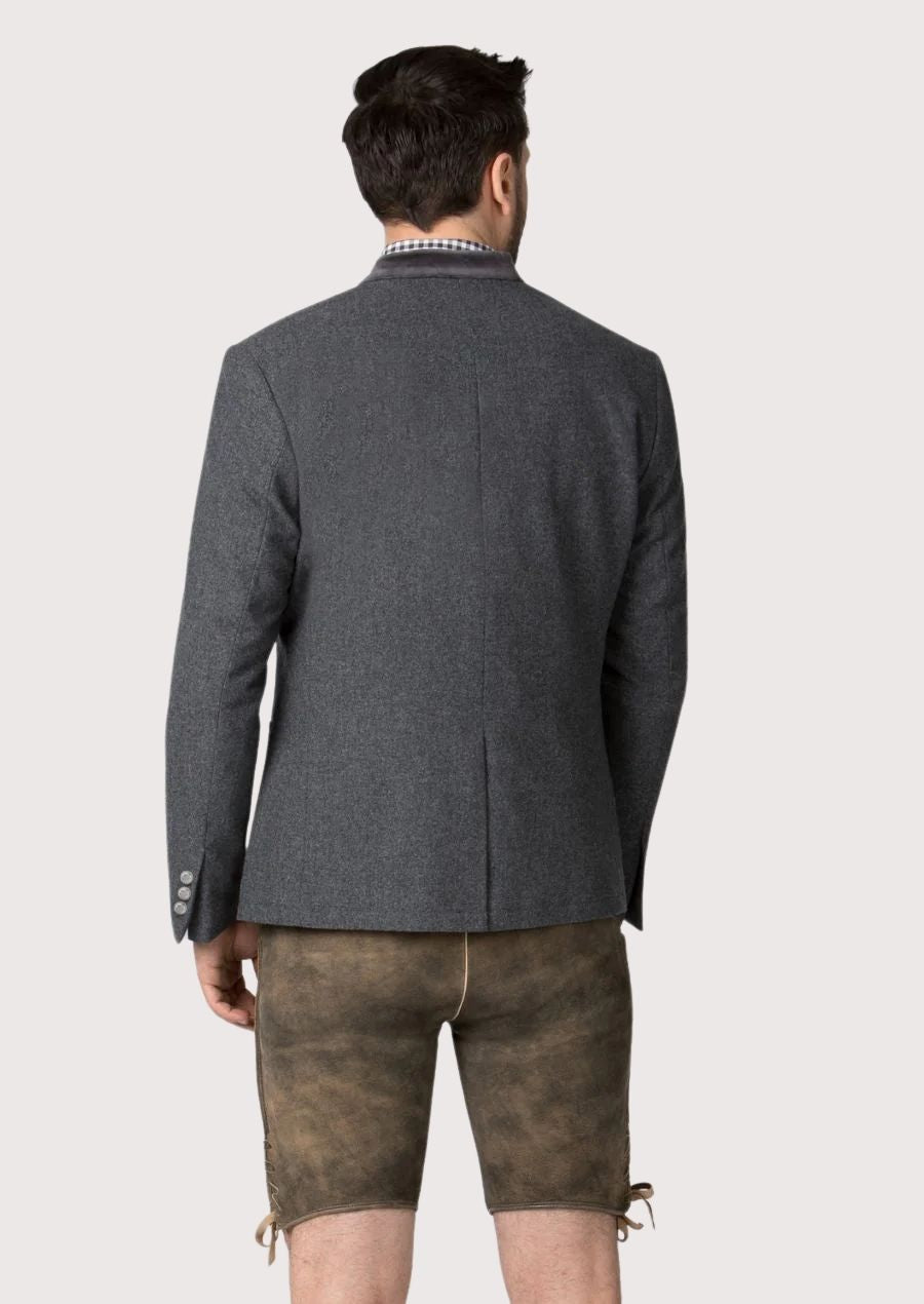 Close-up of men’s Trachten blazer featuring classic German design

