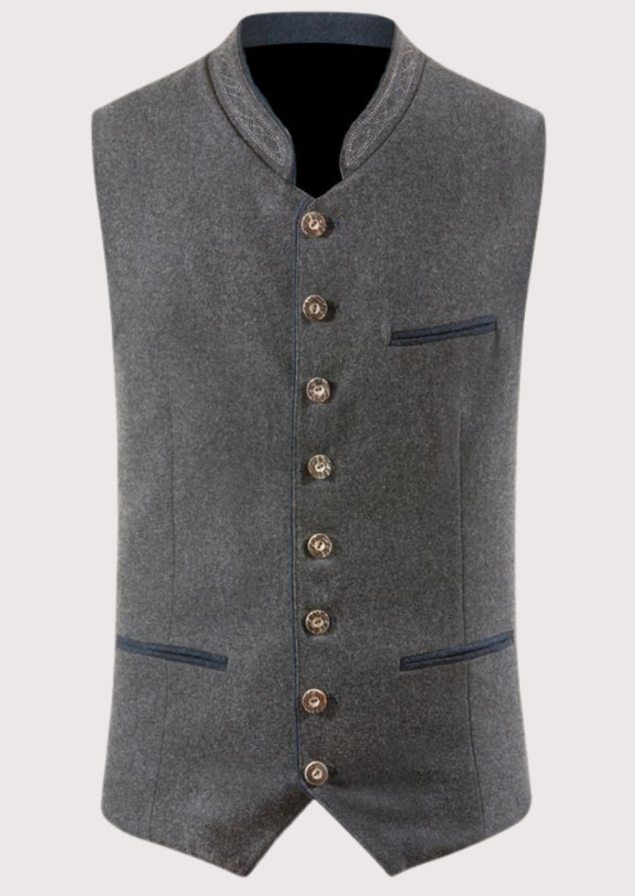 Grey traditional Bavarian waistcoat with classic buttons