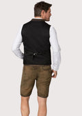 Traditional Bavarian vest in brown wool with wooden buttons, ideal for Oktoberfest, weddings, and cultural celebrations.

