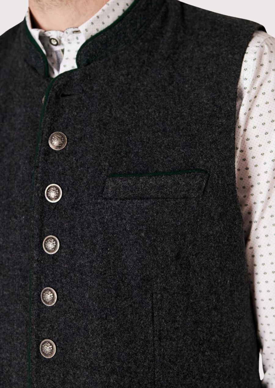 Men’s Wool Vest with Green Piping – Perfect for Cultural Events