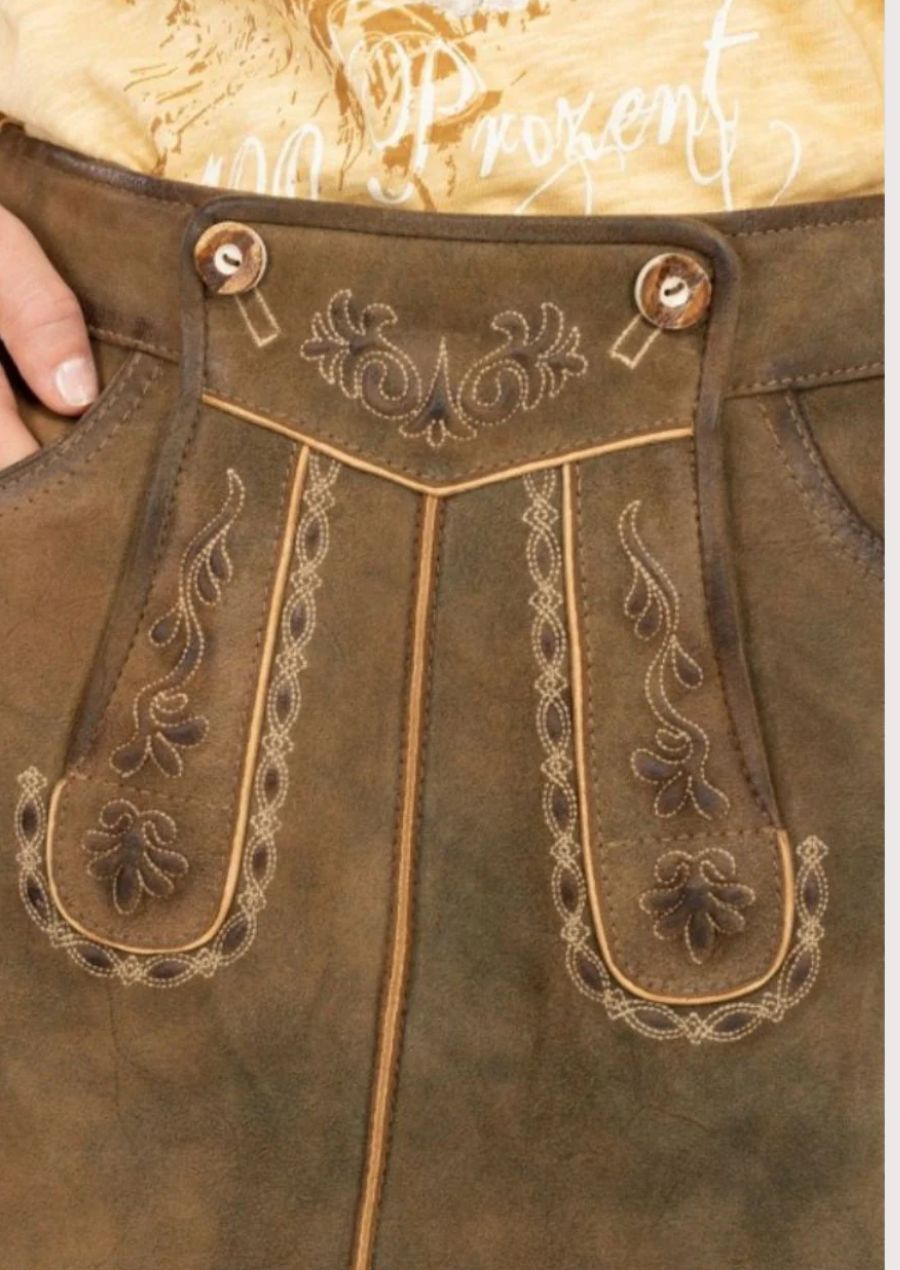 Ladies alpine style leather skirt with classic trachten details