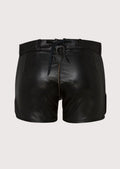 Ladies black lederhosen shorts with classic fit and fine embroidery details