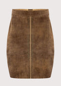 Ladies traditional Bavarian suede leather skirt front view