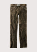 Men's Lederhosen Pants Dark Brown Vine Trim with slim fit design, traditional Bavarian craftsmanship, authentic German folkwear, and Oktoberfest styling