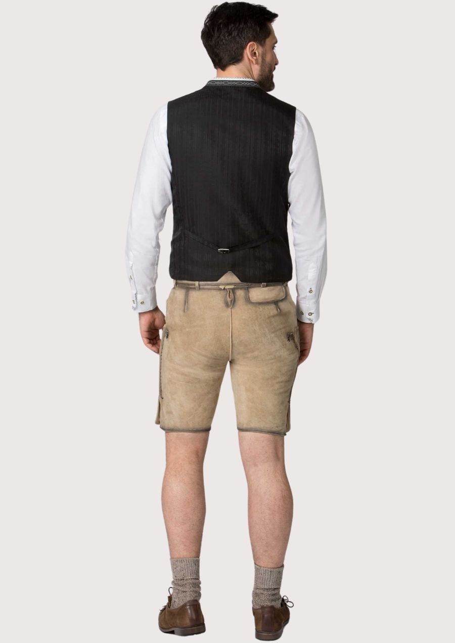 Traditional Bavarian men’s Lederhosen vest, designed for Oktoberfest and cultural events, made with premium wool for warmth and long-lasting wear.