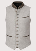 Light grey Bavarian vest with traditional Oktoberfest design