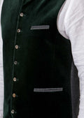 Alpine green velvet vest for men with traditional styling