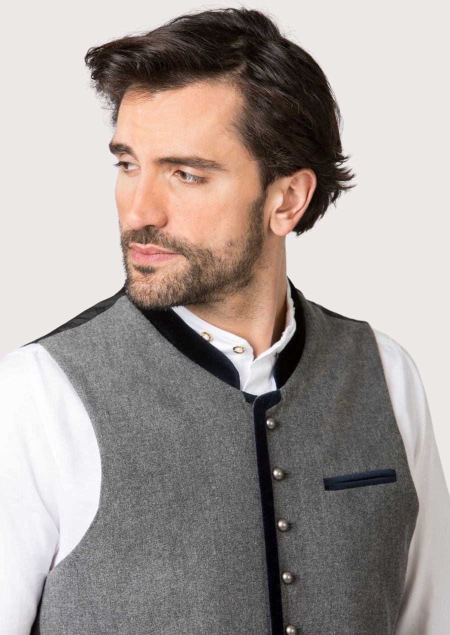 Bavarian inspired grey vest for traditional wear