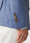 Traditional Bavarian men's blazer with sharp tailoring, satin lining, and elegant gold buttons for cultural events.

