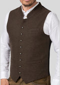 Men’s brown trachten vest showcasing traditional German craftsmanship
