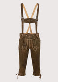 Men’s Bundhosen made from premium suede leather with floral embroidery, perfect for Oktoberfest, beer festivals, and Bavarian cultural celebrations.