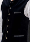 Classic navy velvet Oktoberfest vest with traditional design