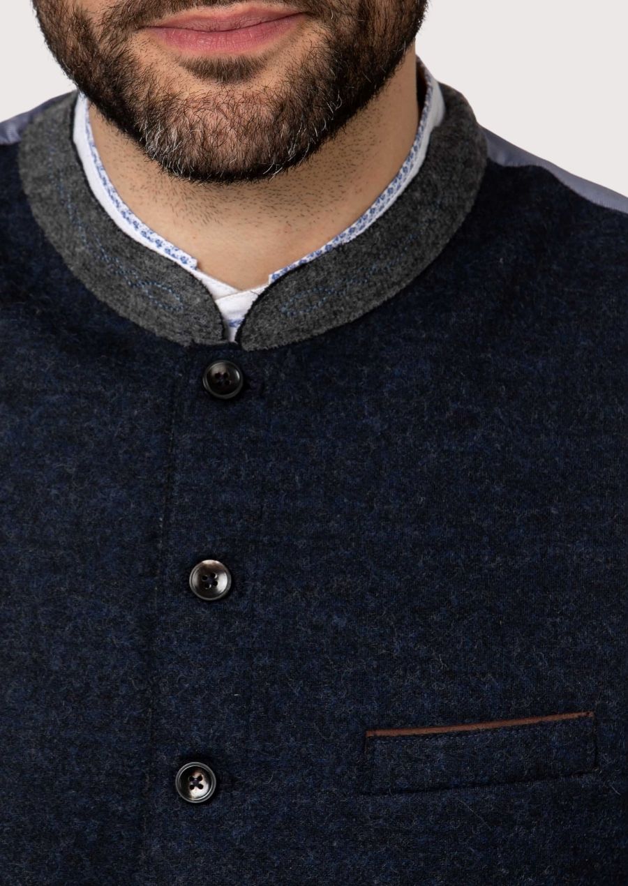 Dark blue Trachten waistcoat with tailored fit and pockets