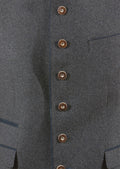 Grey mandarin collar formal jacket with button front