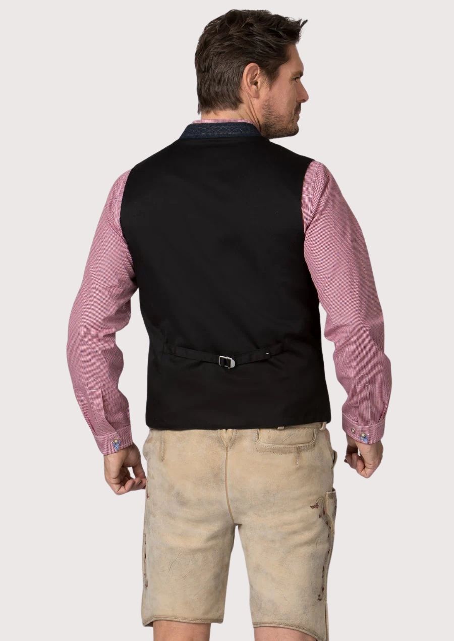 Classic fit Trachten vest in dark blue wool fabric