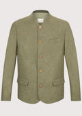 Men’s olive green alpine jacket with classic wool texture.