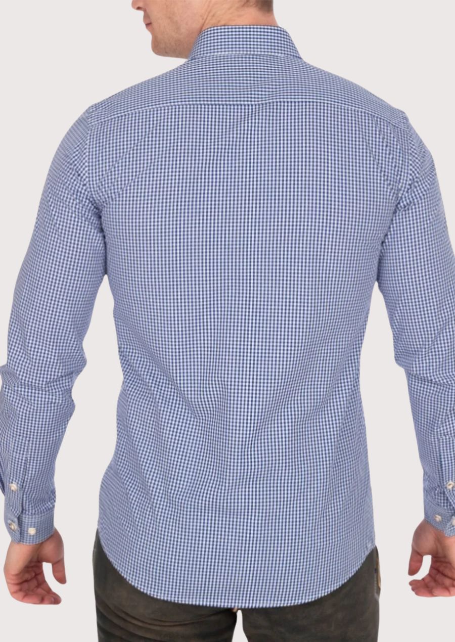 Premium blue check button down shirt for men