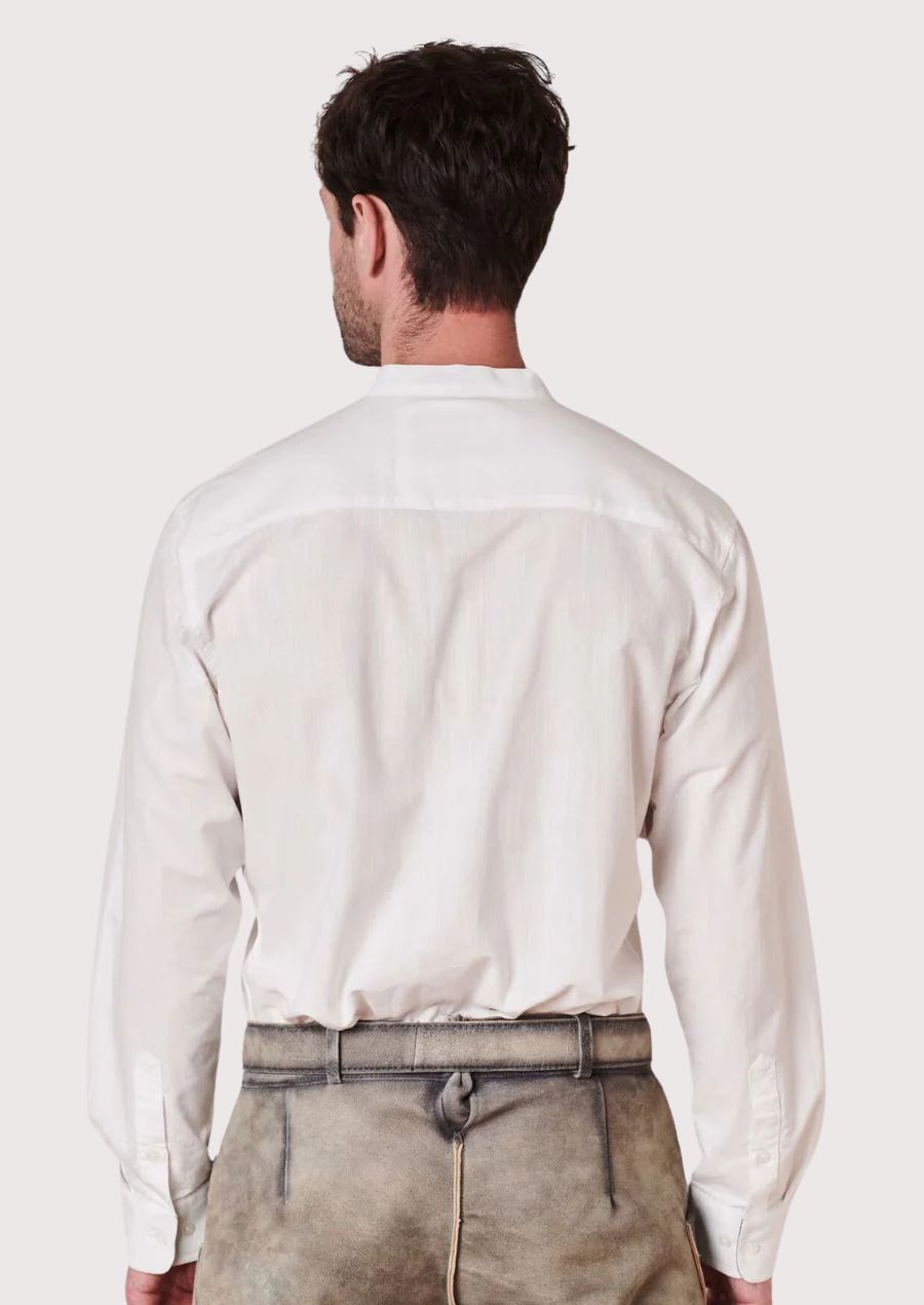 Premium white collarless dress shirt for men