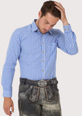 Slim fit men’s blue check cotton shirt for daily wear