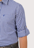 Men’s Blue Checkered Trachten Shirt – Ideal for German Cultural Events

