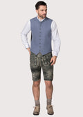 Traditional Oktoberfest Waistcoat for Men – Blue Wool and Embroidered Details