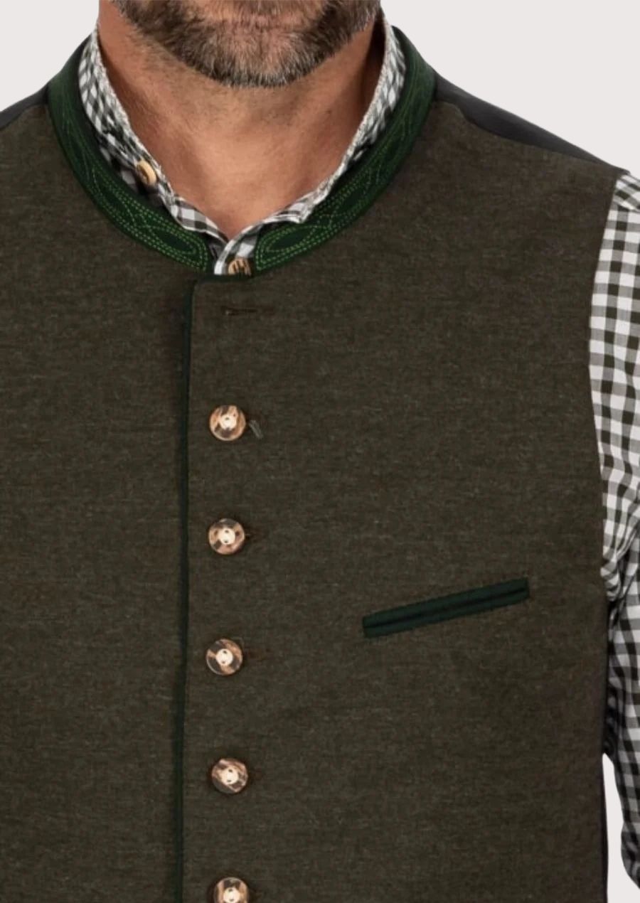 Traditional Bavarian vest for men styled with lederhosen

