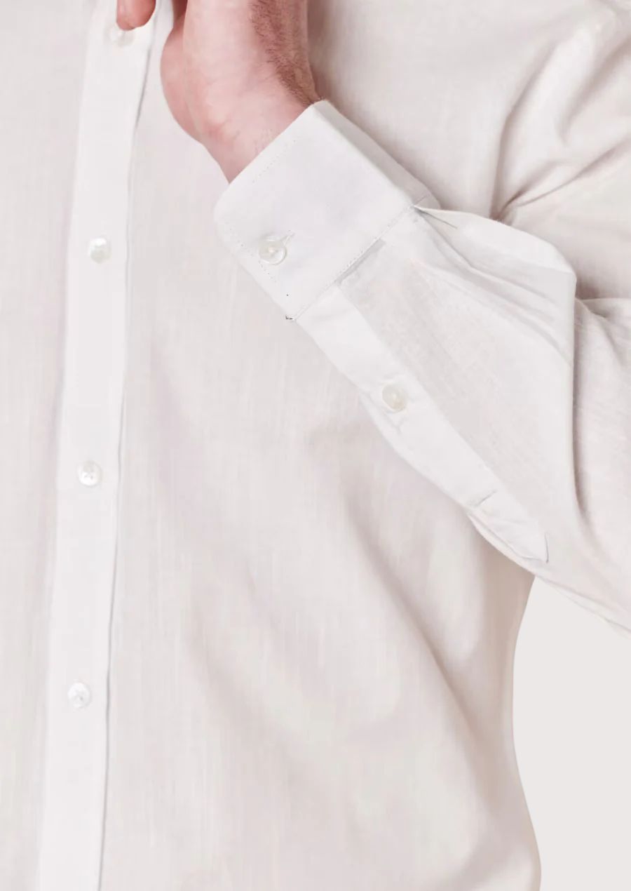 Minimal white band collar formal shirt for men