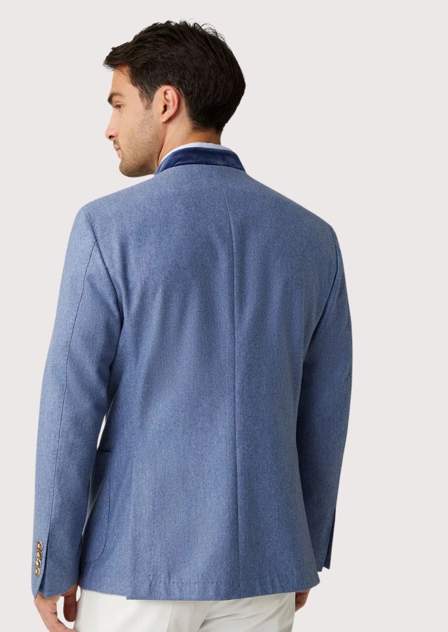 Modern blue ethnic jacket designed for formal occasions