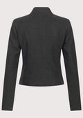 Slim fit women’s grey stand collar wool jacket.