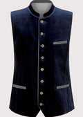 Navy blue Trachten waistcoat with stand collar and button front