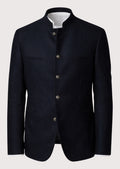 Men's Navy Trachten Jacket Midnight Blue with stand collar, traditional Bavarian blazer, German heritage coat, Alpine formalwear, Oktoberfest jacket, tailored Trachten fashion, premium men's jacket, and authentic Bavarian clothing