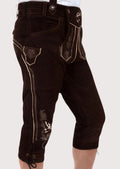 Premium Bavarian Bundhosen in rustic brown suede with detailed embroidery and classic knee-length design
