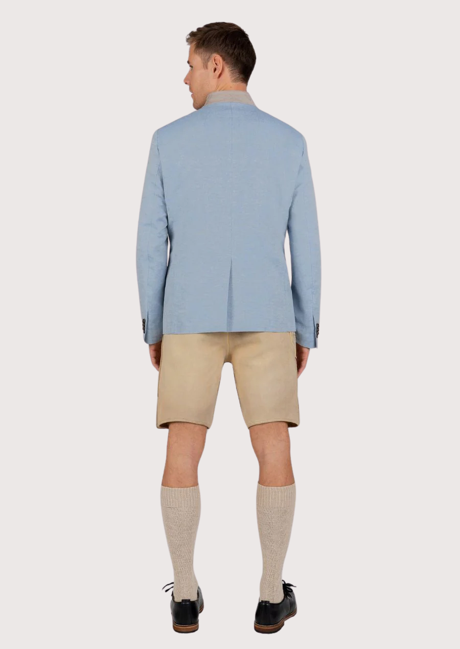 Premium Bavarian style jacket in light blue with tailored silhouette.