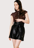 Women’s Lederhosen Skirt – Stylish Leather with Hand-Stitched Floral Embroidery for Cultural Celebrations