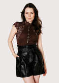 Premium Lederhosen Skirt for Women – Elegant Leather with Floral Embroidery for Oktoberfest and Cultural Festivals