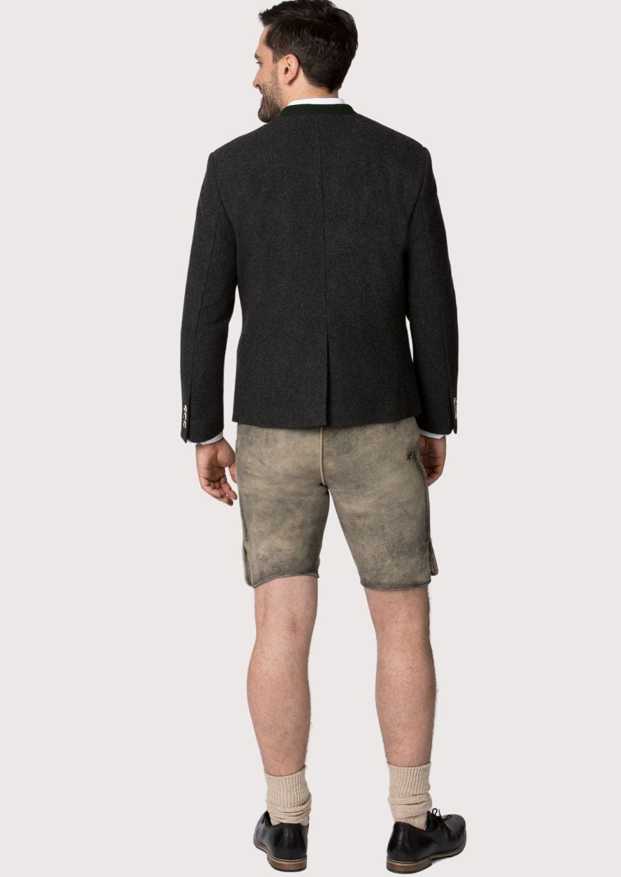 Premium heritage men’s grey jacket with front buttons.