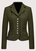 Premium Trachten jacket for women in dark green with silver buttons – elegant and comfortable for traditional events and cultural festivals.