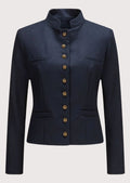 Premium Trachten Jacket for Women in Navy Blue – Stylish Design with Elegant Button Details for Oktoberfest and Cultural Events.