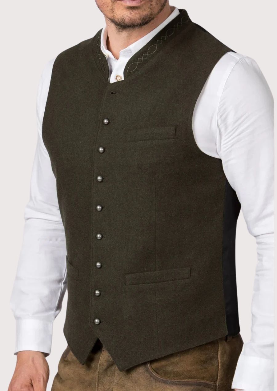 Men’s Traditional Wool Vest with Metal Buttons – Ideal for Festivals