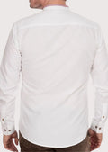 Premium white lederhosen shirt with contrast collar detail