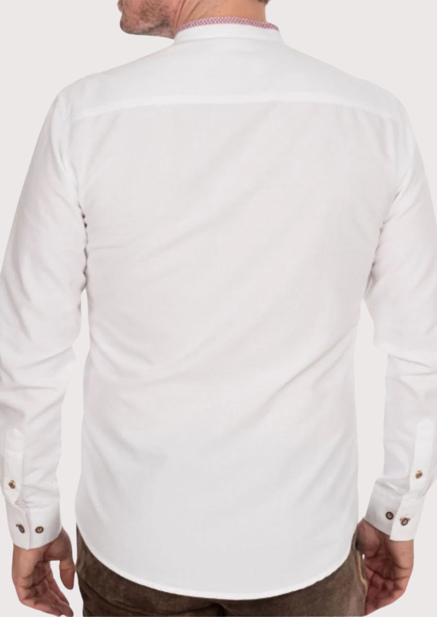 Premium white lederhosen shirt with contrast collar detail