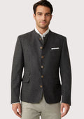 Rustic Bavarian Jacket for Men in Charcoal with horn buttons, ideal for Oktoberfest and cultural celebrations.

