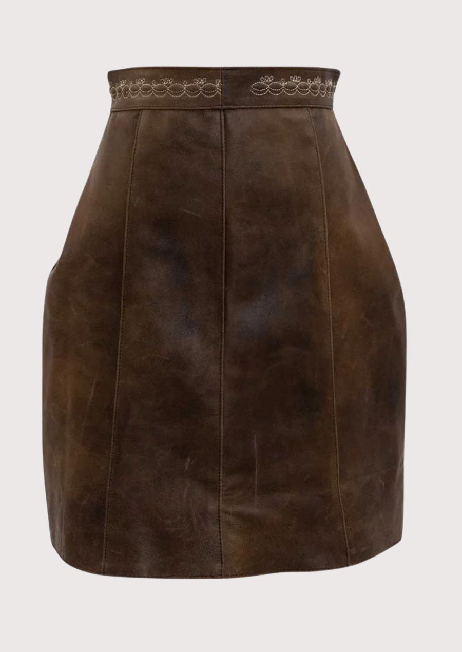 Scallop Trim Trachten Skirt featuring premium leather, embroidered waistband, and refined everyday elegance.