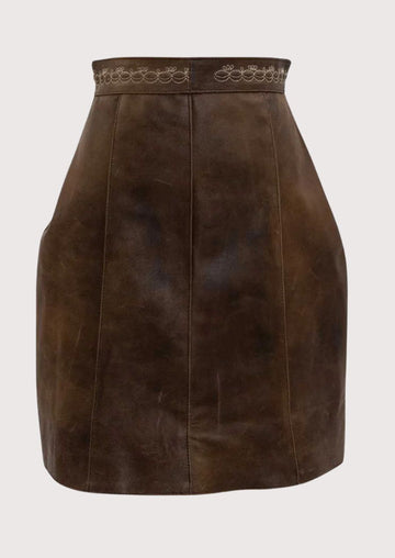 Scallop Trim Trachten Skirt featuring premium leather, embroidered waistband, and refined everyday elegance.