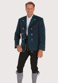 Miesbacher Tracht Jacket for Men in Dark Green with floral embroidery, perfect for Oktoberfest and cultural celebrations.