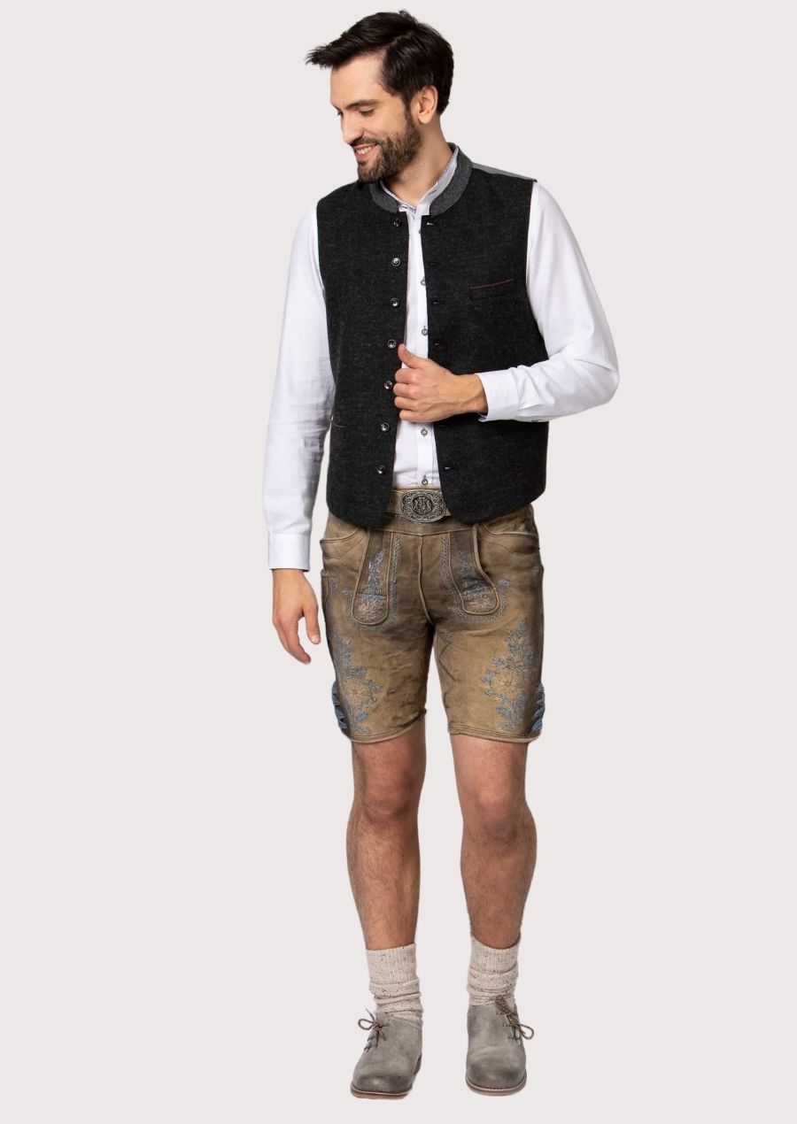 Alpine Vest with Embroidered Collar – The Ideal Traditional Attire for Oktoberfest and Bavarian Celebrations.