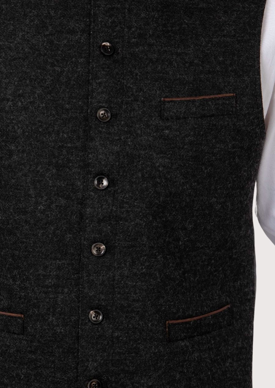 Premium Wool Alpine Vest for Oktoberfest – Comfortable, Durable, and Stylish, Featuring Elegant Metal Buttons.