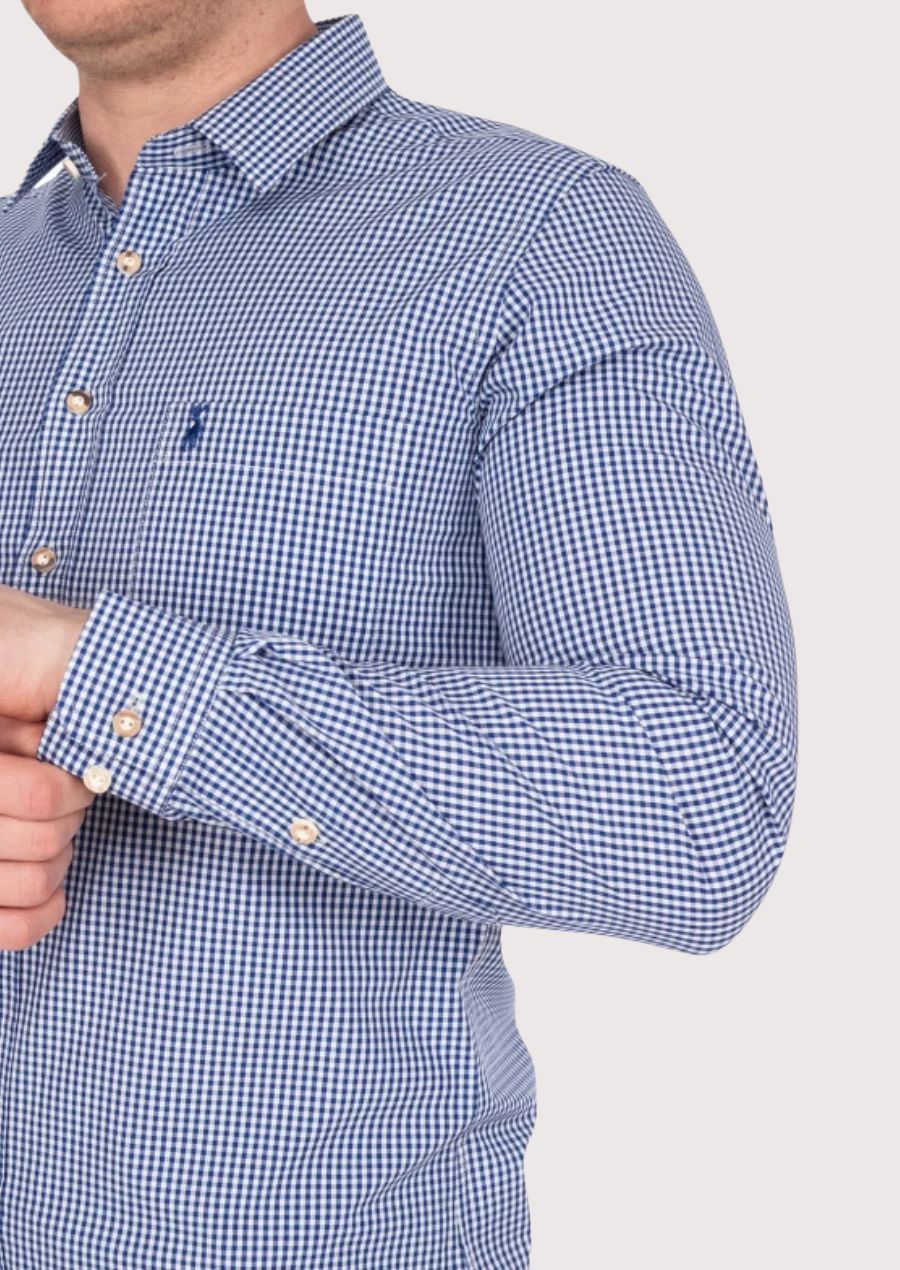 Stylish blue checkered men’s daily wear shirt