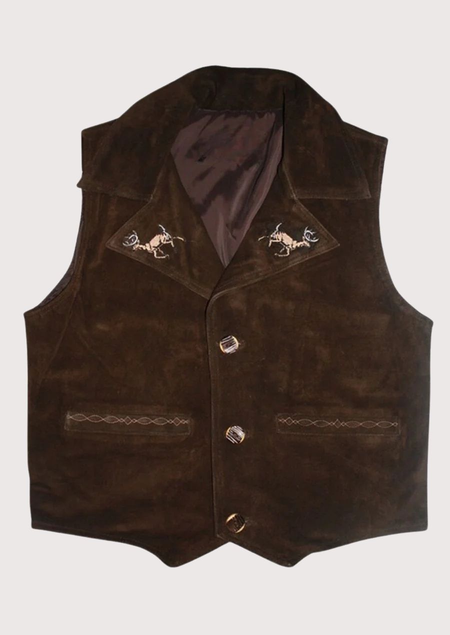 Stylish Lederhosen vest – traditional Bavarian design with embroidery

